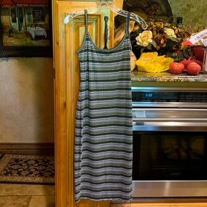 Socialite Striped Tank Sleeve Midi SunDress